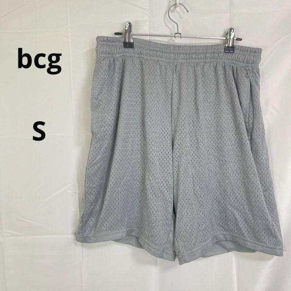 bcg◇ショートパンツ【S】グレー 通気性 ランニング スポーツ メッシュ素材拍卖