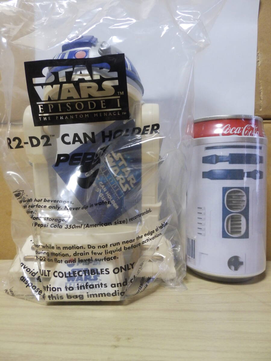 ★ 懸賞当選品 PEPSI スターウォーズ EpisodeⅠ ファントム・メナス R2-D2 缶ホルダー ( R2-D2 模様の胴体 空缶付 ) 輸送箱とストロー無し拍卖