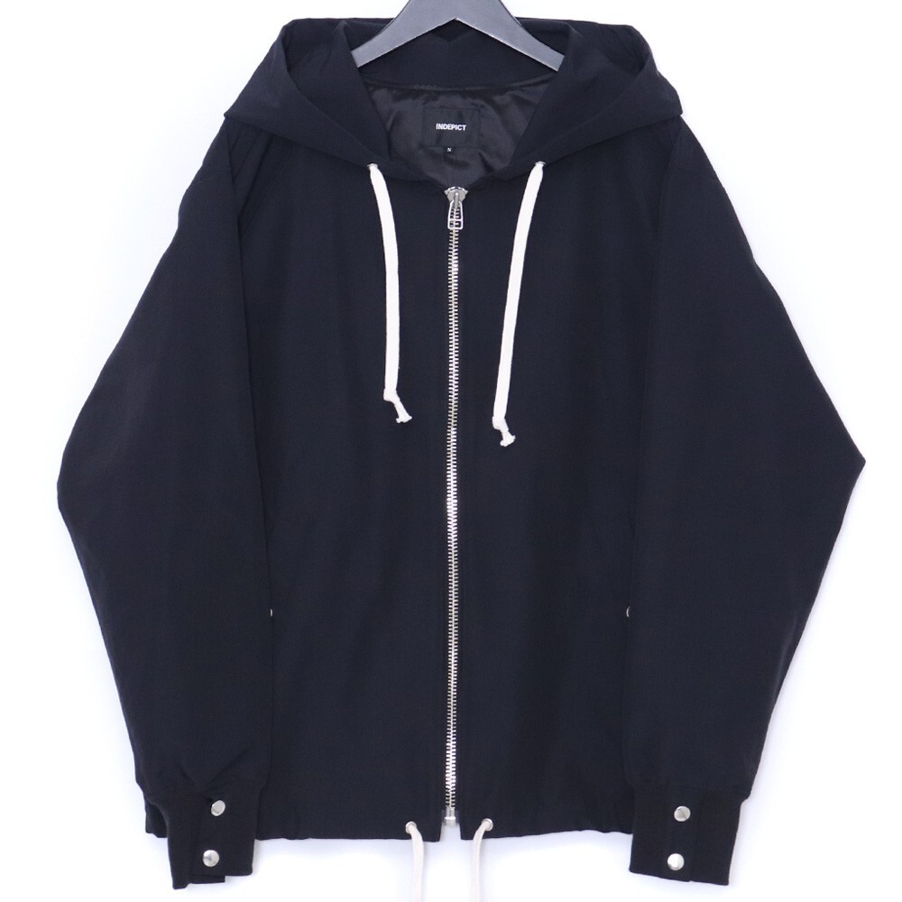 未使用 INDEPICT GROSGRAIN ZIP-UP HOODED JKT Sサイズ ブラック IN-24SS02 インディピクト ジップアップフーデッドジャケット パーカー拍卖