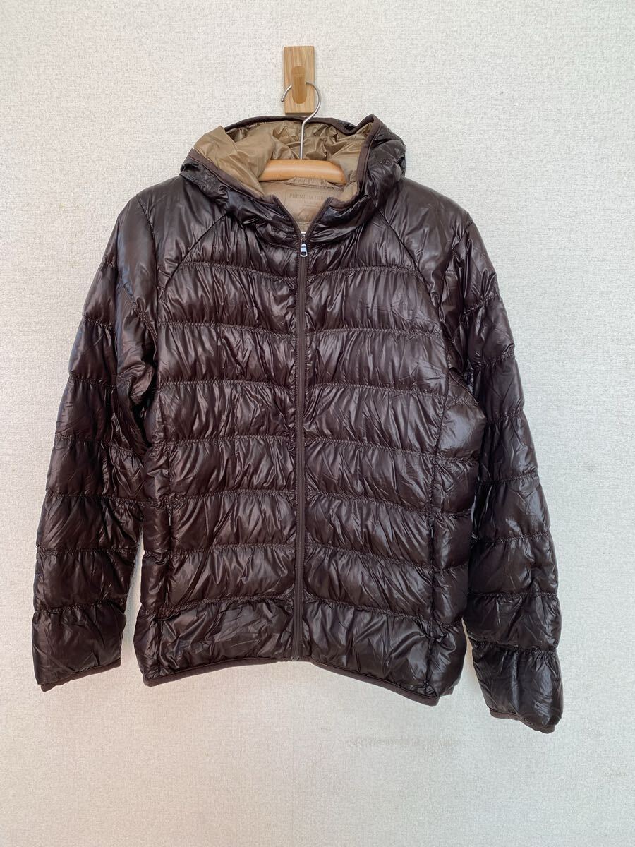 UNIQLO ユニクロ PREMIUM DOWN ULTRA LIGHT プレミアムダウン ジャケット ジップアップ 薄手 ダークブラウン サイズL拍卖