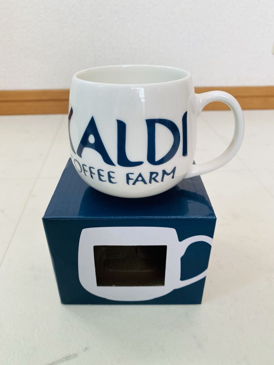 新品 KALDI カルディ2024 マグカップ ロゴ 陶磁器 青系 紺色 文字 ネイビー 1個拍卖