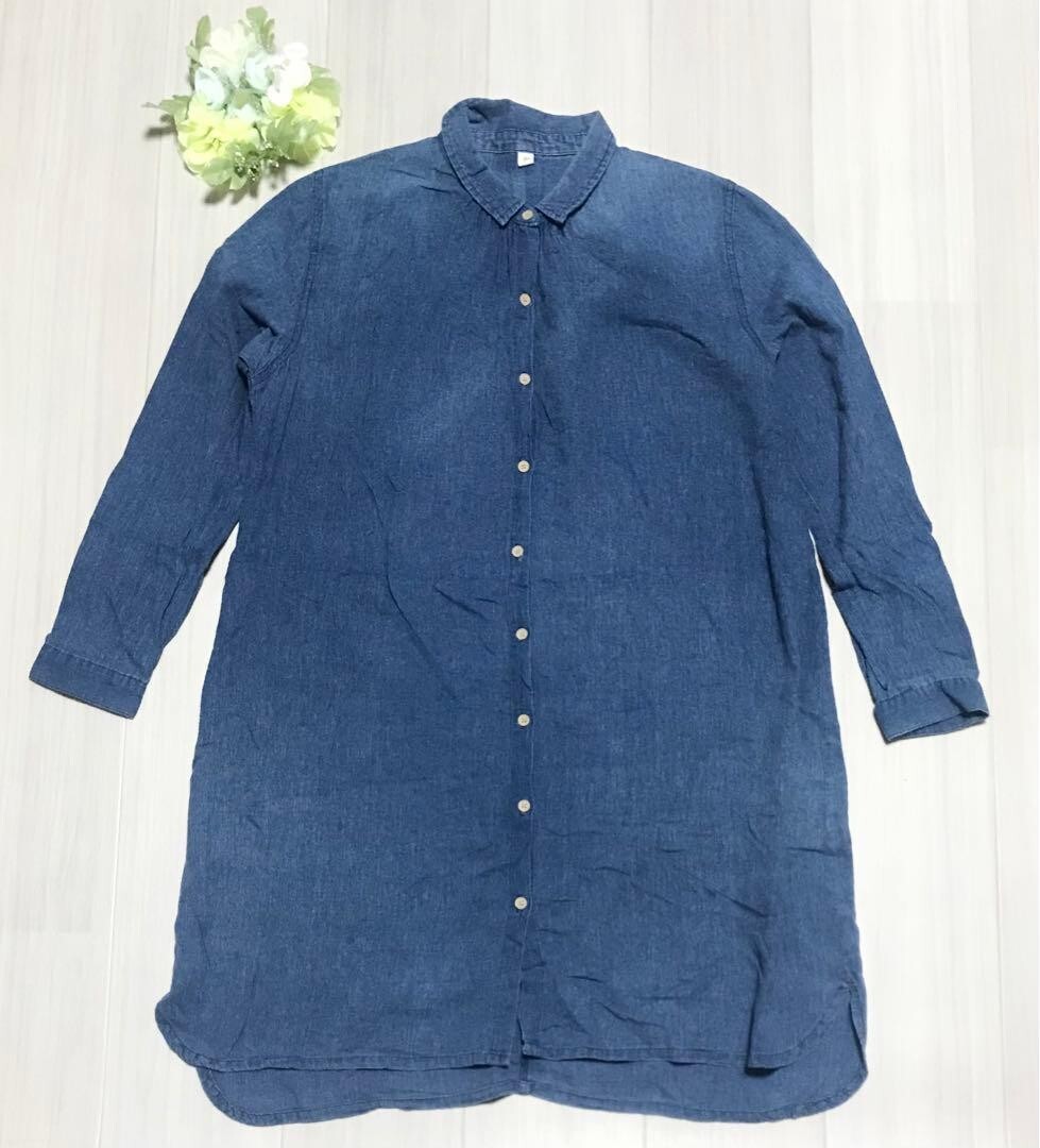 レディース デニム調長袖シャツ サイズM バスト79〜87cm 身長154〜162cm b0606拍卖