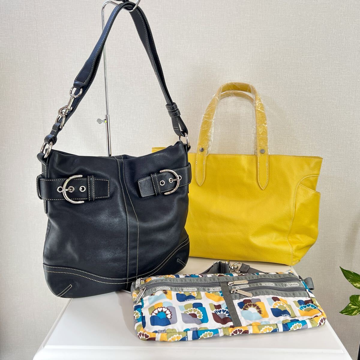 1円〜ブランド【美品】コーチ COACH ショルダーバッグ 2way ソーホー レスポートサック ウエスト バック 黒 牛革 ノーブランド含 3点拍卖