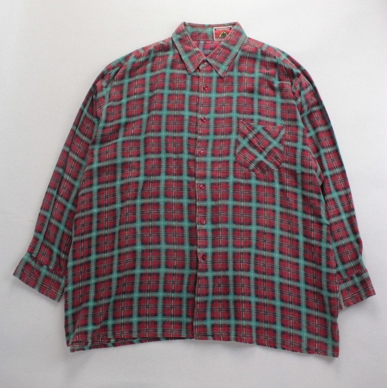 TRADESMAN ライトネル プリントネル 赤×緑チェック 表無(実XL~)拍卖