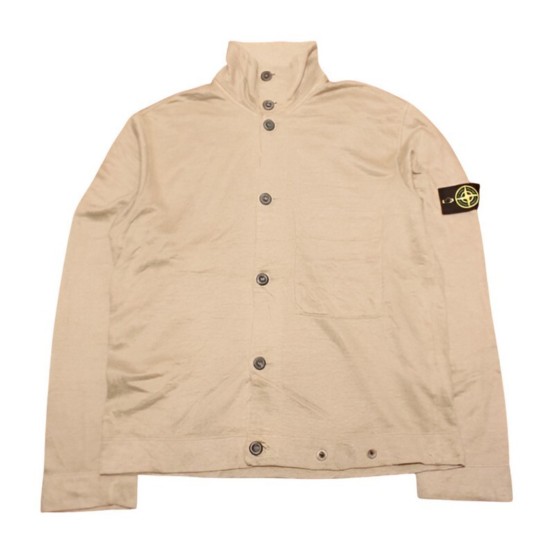 2003年製 ストーンアイランド 麻混 スウェットシャツ カーディガン イタリア製 グレージュ 表M拍卖