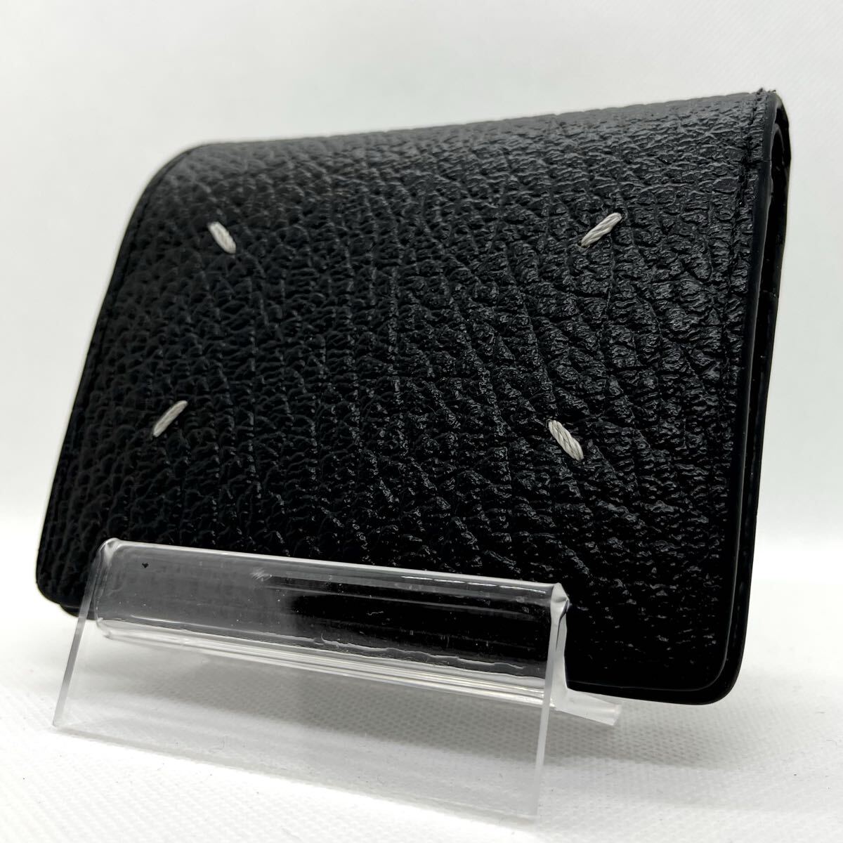 ●極美品/現行モデル Maison Margiela メゾンマルジェラ マルジェラ 4ステッチ 二つ折り財布 財布 黒 ブラック レザー 本革 カレンダータグ拍卖