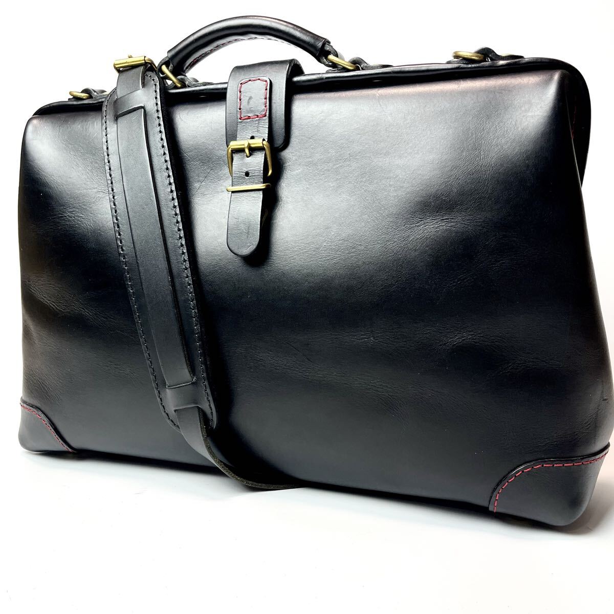 ●使用感極少/大容量/A4サイズ収納可能 HERZ ヘルツ ダレスバッグ ビジネスバッグ ブリーフケース 2way 黒 ブラック BJ-68 本革 レザー拍卖