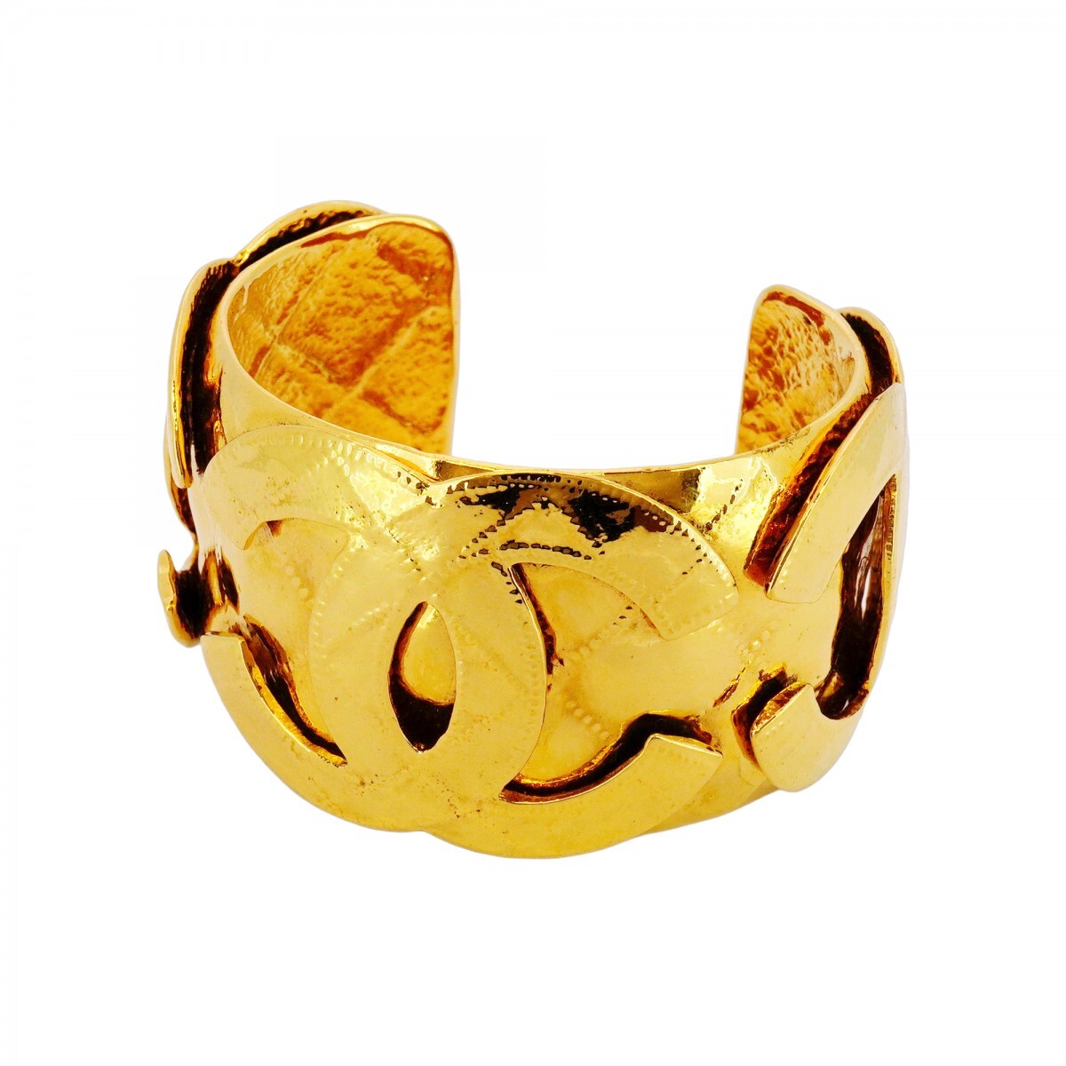 【5jmb0540】シャネル バングル ヴィンテージ ココマーク マトラッセ GPメッキ ゴールド【中古】レディース拍卖