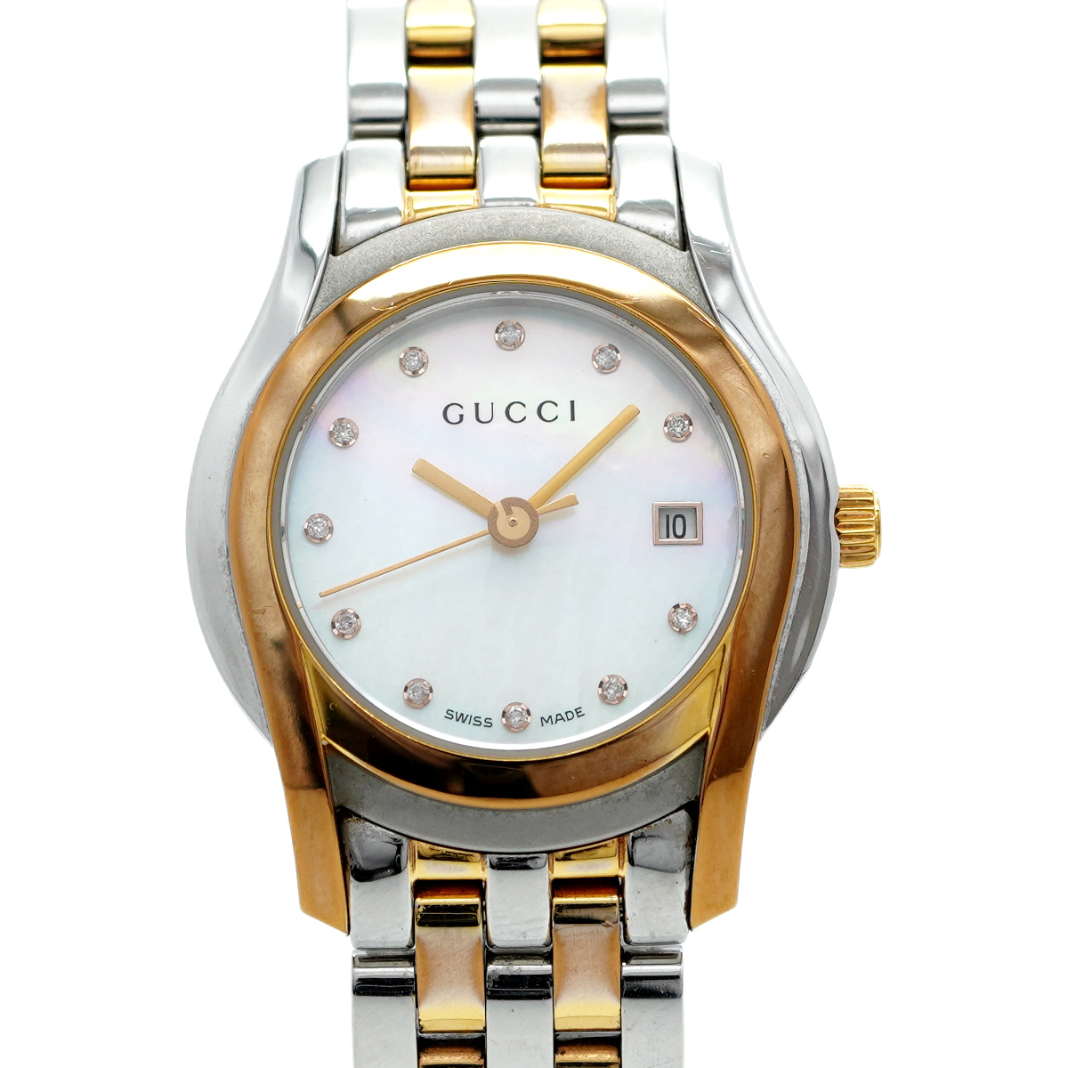 ★最終価格★SALE【5wwm0147】グッチ ラウンドフェイス 5500L 白文字盤【中古】腕時計 レディース拍卖