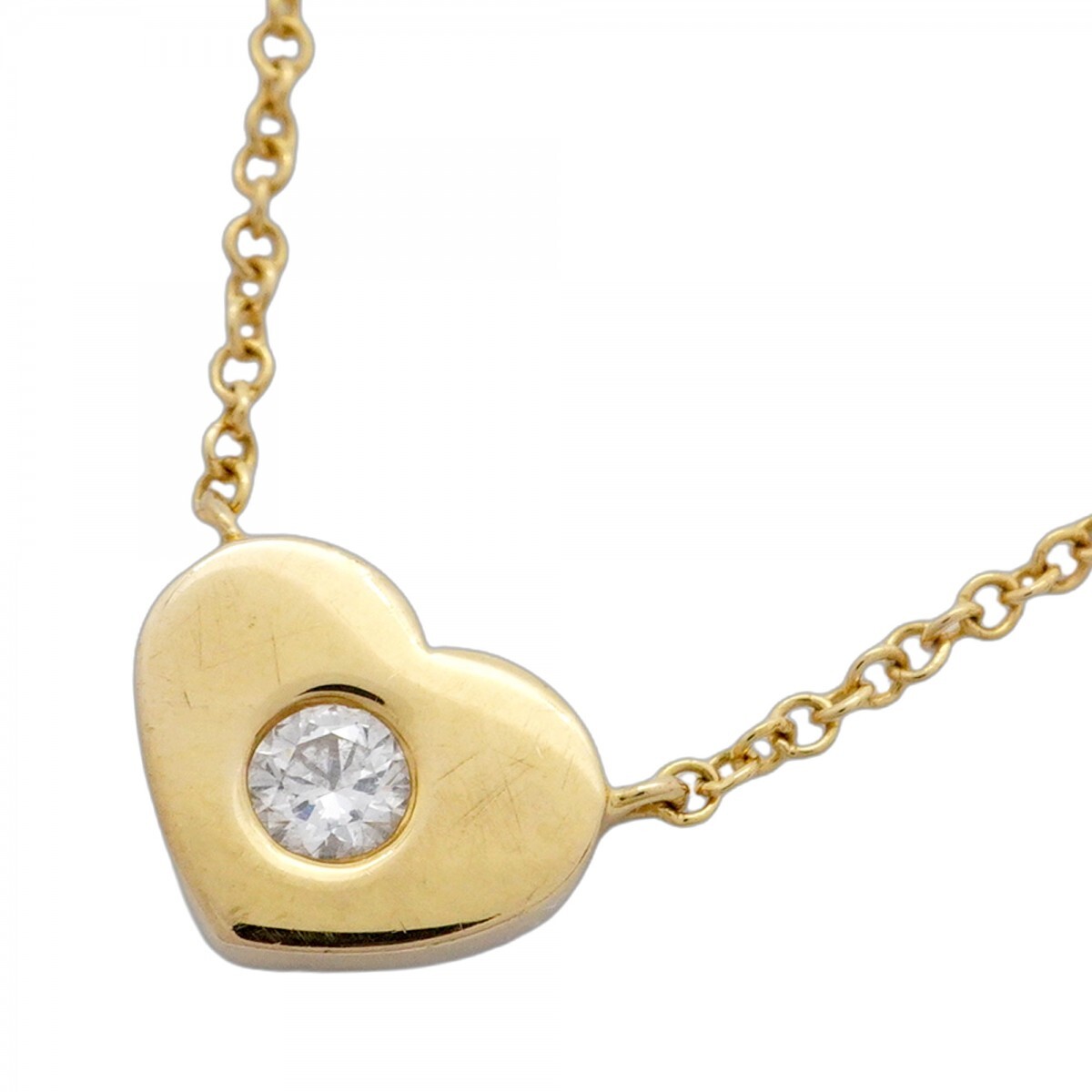 ★SALE【5jmb0300】ティファニー ネックレス モダンハート 1PD K18YG イエローゴールド ダイヤモンド【中古】レディース拍卖