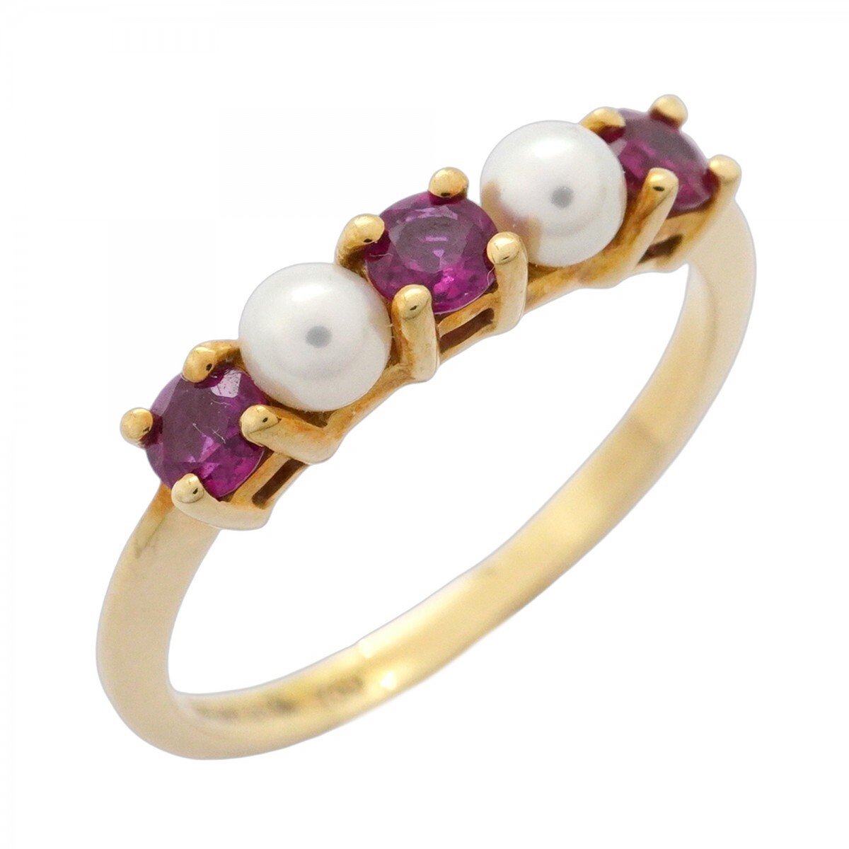 ★SALE【5jmb0274】ティファニー リング K18YG イエローゴールド パール ルビー ホワイト レッド 10号【中古】レディース拍卖