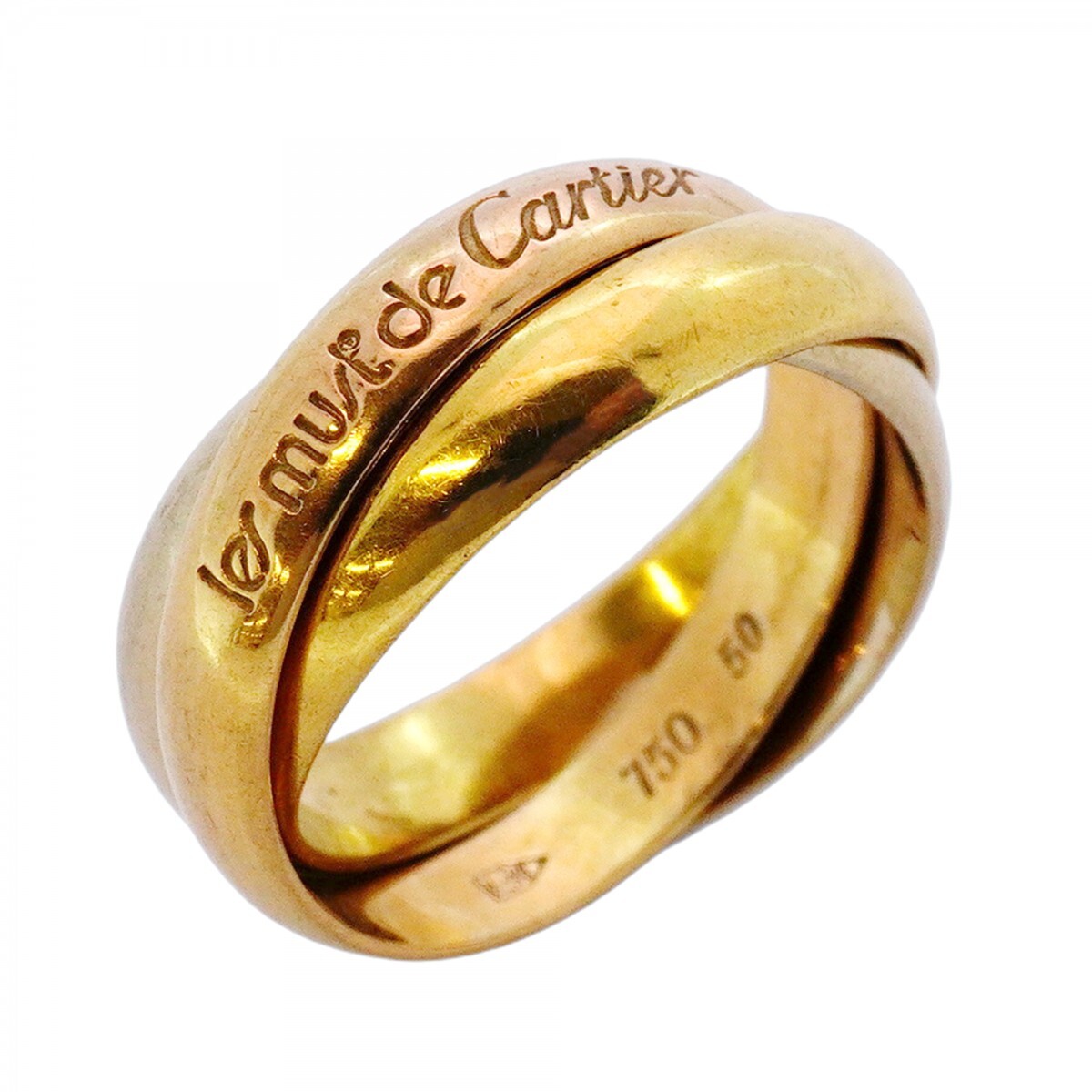 ★最終価格【5jmb0064】カルティエ リング トリニティ K18YG イエローゴールド K18WG ホワイトゴールド K18PG ピンクゴールド #50拍卖