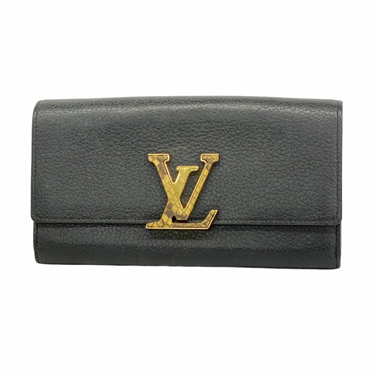 ★SALE【5md3978】ルイヴィトン 長財布 トリヨン/パイソン ポルトフォイユカプシーヌ N90129 ノワール【中古】レディース拍卖