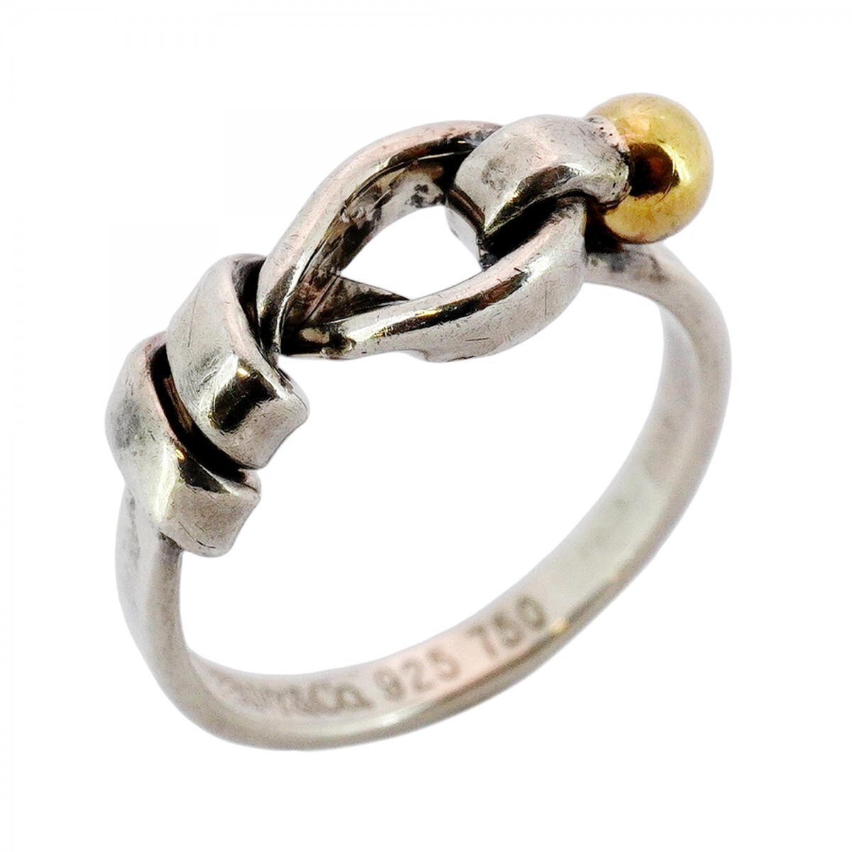 【5jmb0661】ティファニー リング フック&アイ K18YG イエローゴールド シルバー925 10号【中古】レディース拍卖