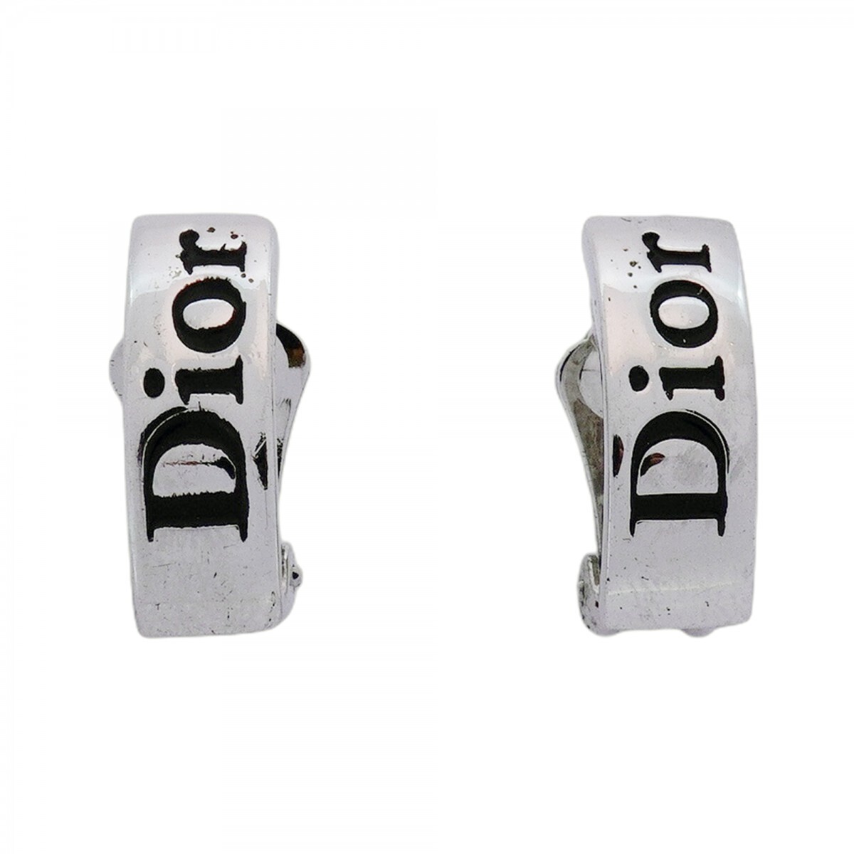 ★SALE【5jmb0329】クリスチャンディオール イヤリング ディオールロゴ メタル シルバー【中古】レディース拍卖