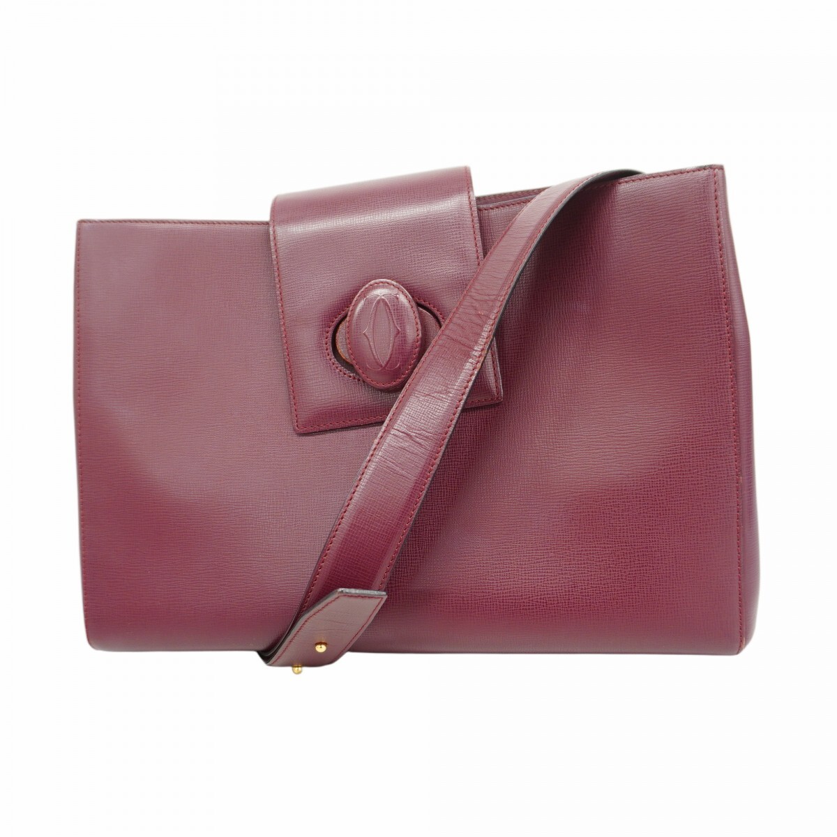 ★SALE【5md4266】カルティエ ショルダーバッグ マスト レザー ボルドー ゴールド金具【中古】レディース拍卖