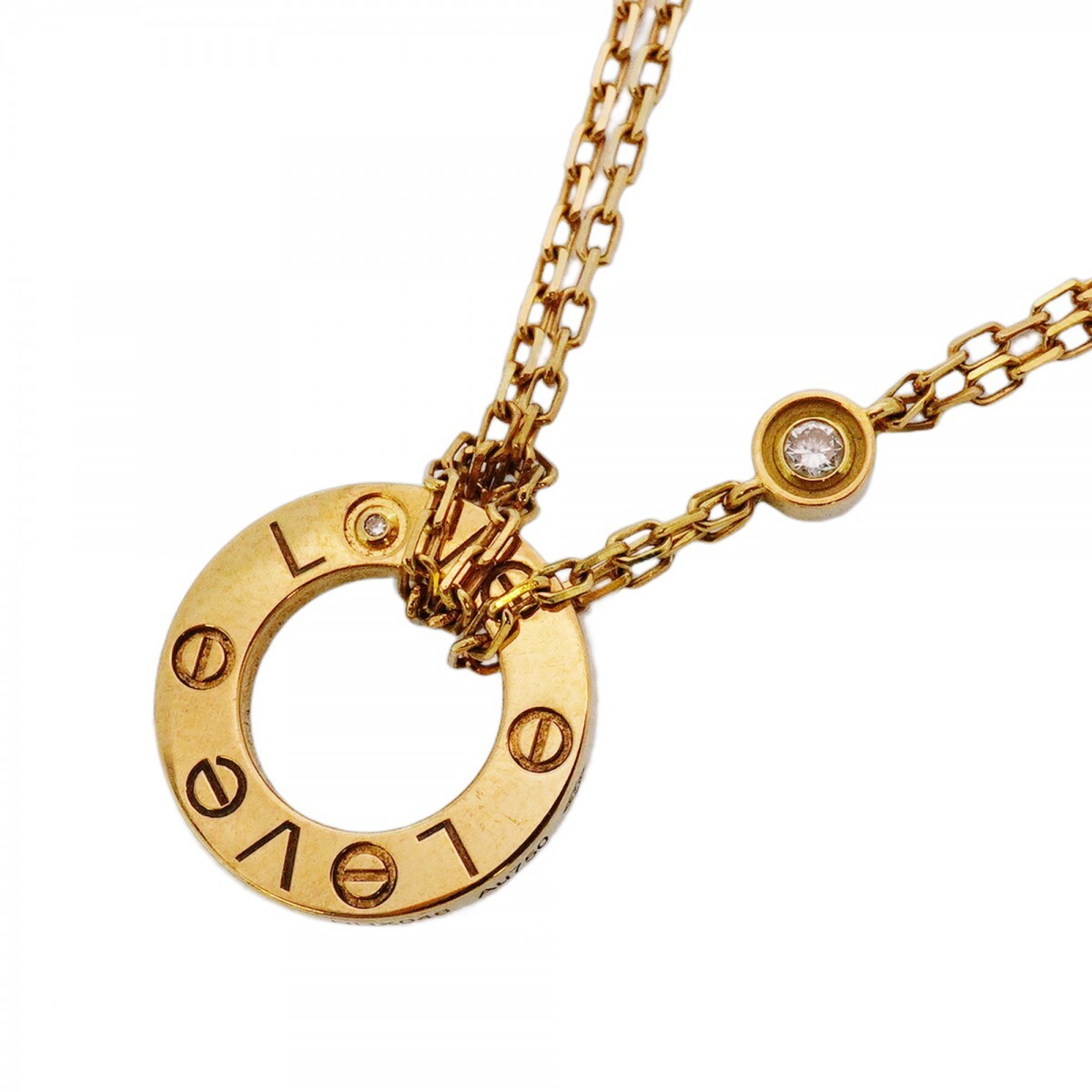 ★最終価格【5jmb0101】カルティエ ネックレス ラブサークル 2PD K18YG イエローゴールド ダイヤモンド【中古】レディース拍卖