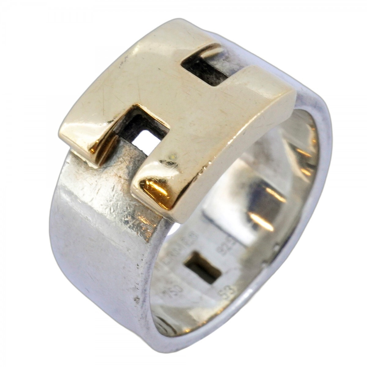 【5jmb0692】エルメス リング ヘラクレス K18YG イエローゴールド シルバー925 #53【中古】レディース拍卖