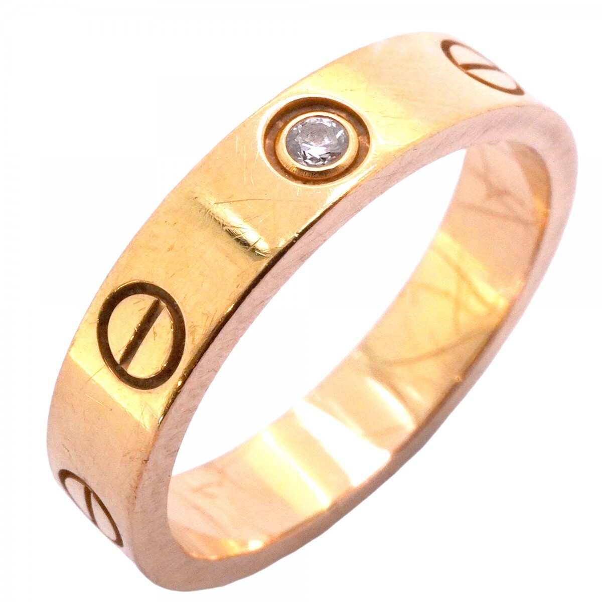 【5jmb0710】カルティエ リング ミニラブ 1PD K18PG ピンクゴールド ダイヤモンド #50【中古】レディース拍卖