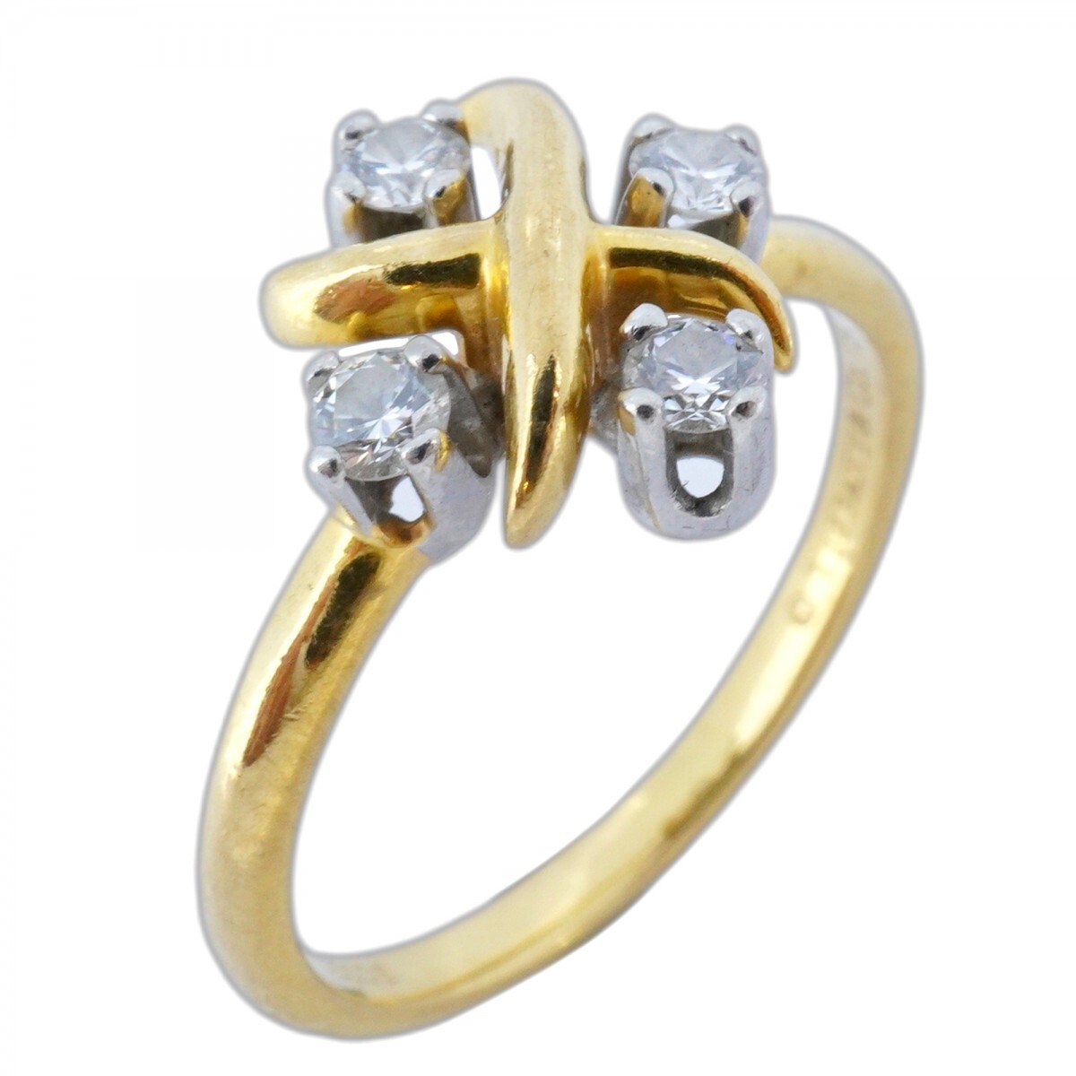 【5jmb0721】ティファニー リング ジャンシュランバージェ 4PD K18YG イエローゴールド Pt950 プラチナ ダイヤモンド 9号拍卖