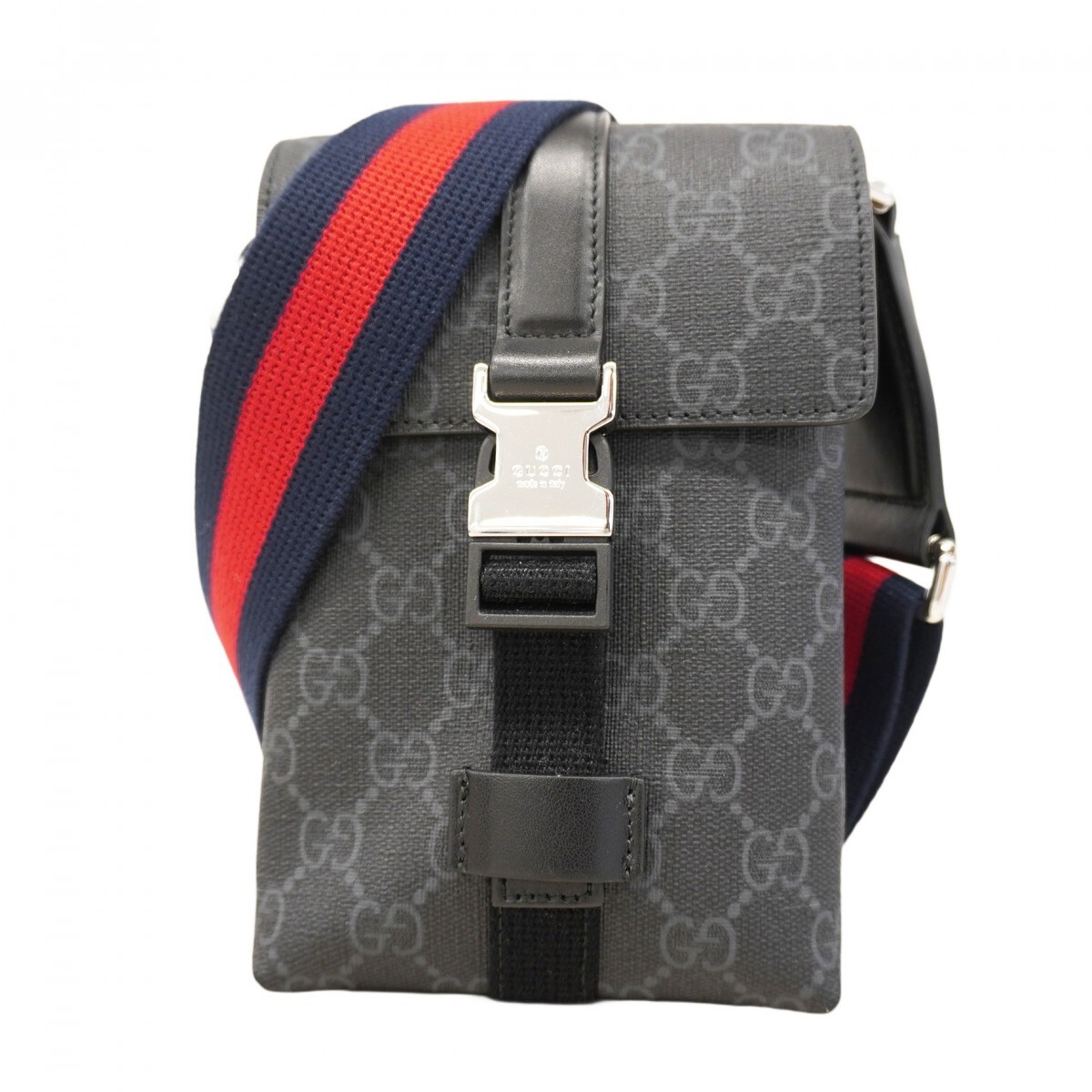 【5ob0060-h】グッチ ショルダーバッグ GGスプリーム 816954 PVC グレー シルバー金具【中古】メンズ拍卖