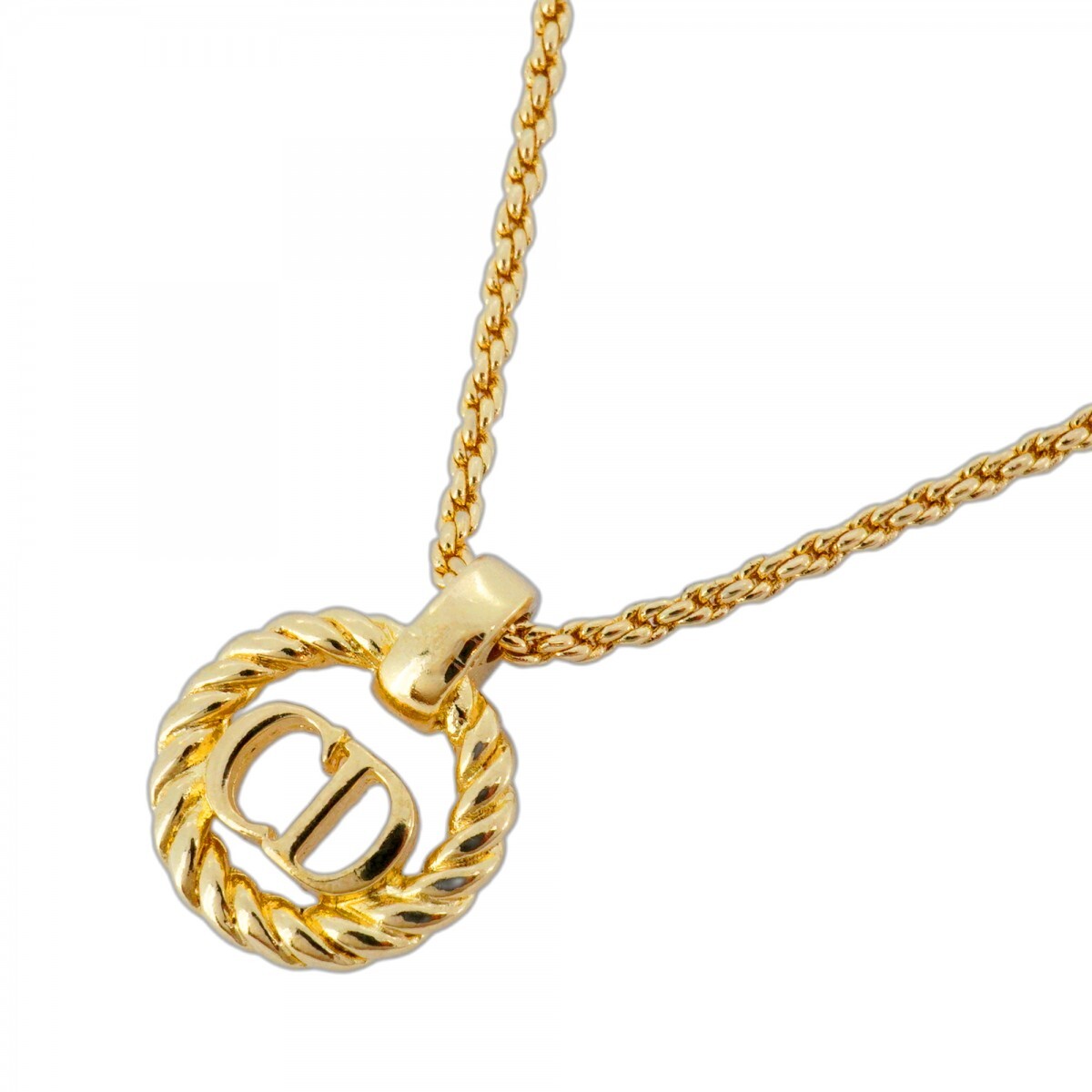 【5jmb0724】クリスチャンディオール ネックレス CDロゴ 丸型 サークル GPメッキ ゴールド【中古】レディース拍卖