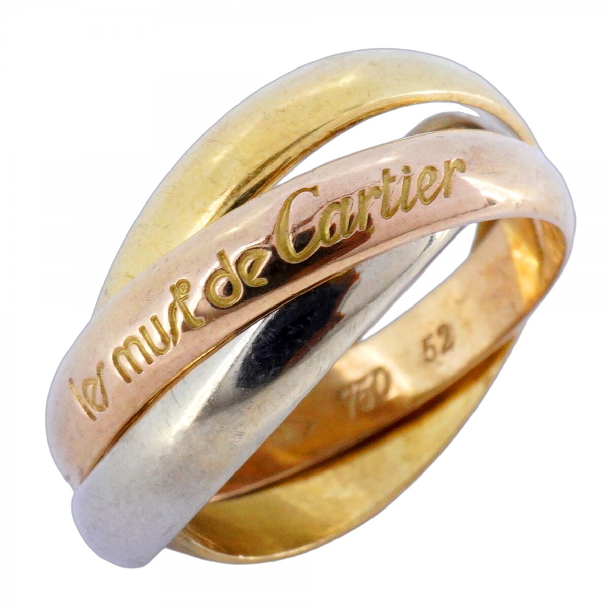 【5jmb0700】カルティエ リング トリニティ K18YG イエローゴールド K18WG ホワイトゴールド K18PG ピンクゴールド #52【中古】レディース拍卖
