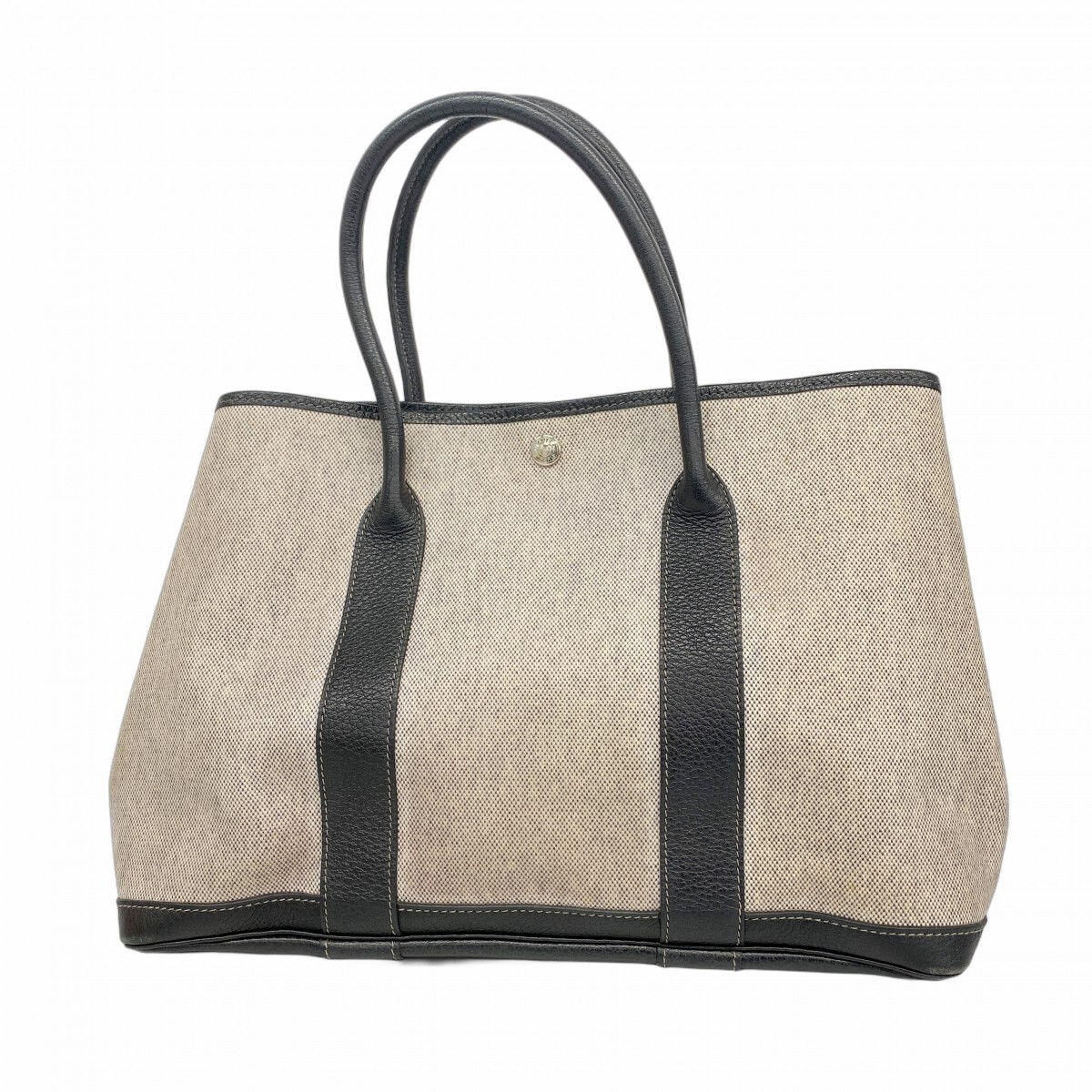 【5ob0590】エルメス トートバッグ ガーデンパーティMM トワルアッシュ ブラック シルバー金具 □F刻印【中古】レディース拍卖