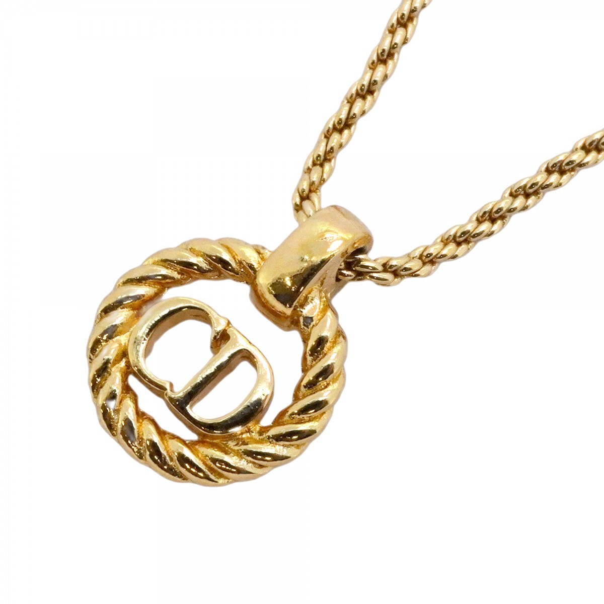 【5jmb0756】クリスチャンディオール ネックレス CDロゴ 丸型 サークル GPメッキ ゴールド【中古】レディース拍卖