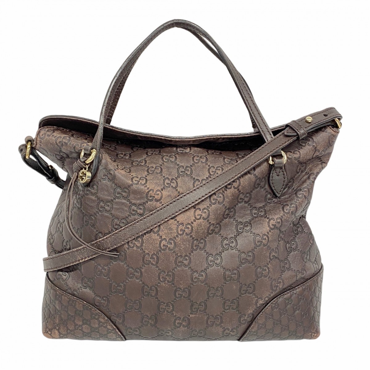 【5ob0571】グッチ ハンドバッグ グッチシマ ブリー 353120 レザー ダークブラウン シャンパンゴールド金具 2wayバッグ【中古】レディース拍卖