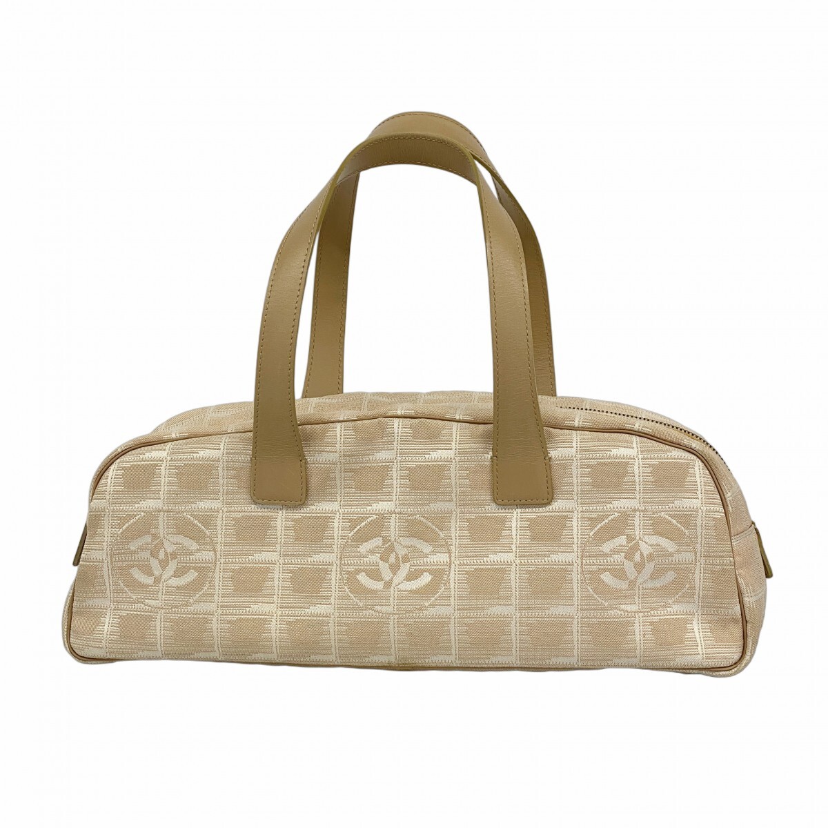 【5ob0620】シャネル ハンドバッグ ニュートラベル ナイロン ベージュ シルバー シルバー金具【中古】レディース拍卖