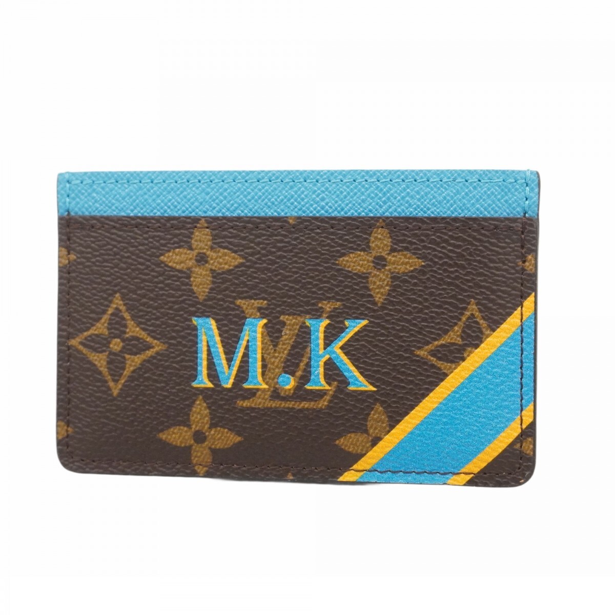 【5ob0614】ルイヴィトン カードケース モノグラム ポルトカルトサーンプル ブラウン ブルー【中古】レディース拍卖