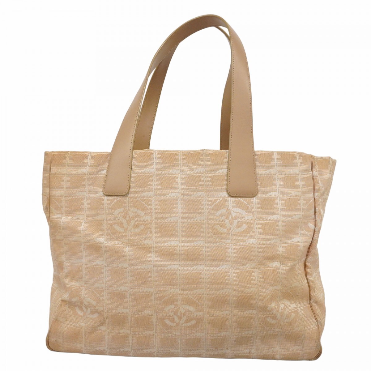 【5ob0696】シャネル トートバッグ ニュートラベル ナイロン ベージュ シルバー ゴールド金具【中古】レディース拍卖