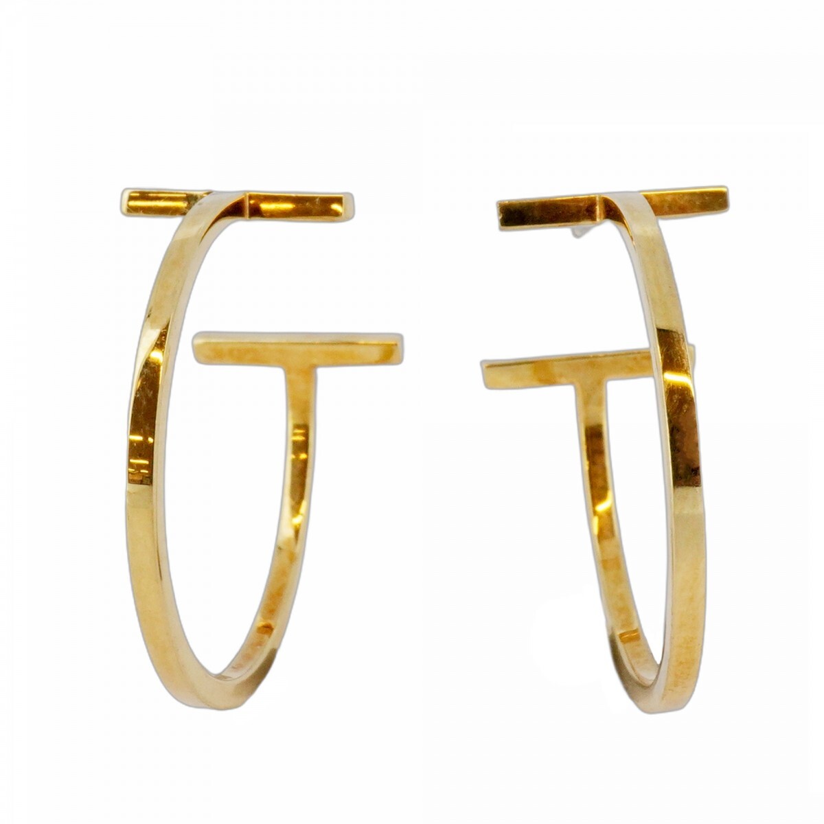 【5jmb0789】ティファニー ピアス Tワイヤー フープ K18YG イエローゴールド【中古】レディース拍卖