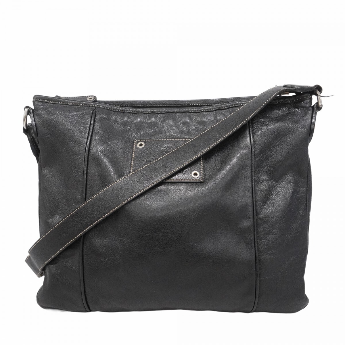 【5ob1163】グッチ ショルダーバッグ 190279 レザー ブラック シルバー金具【中古】レディース拍卖