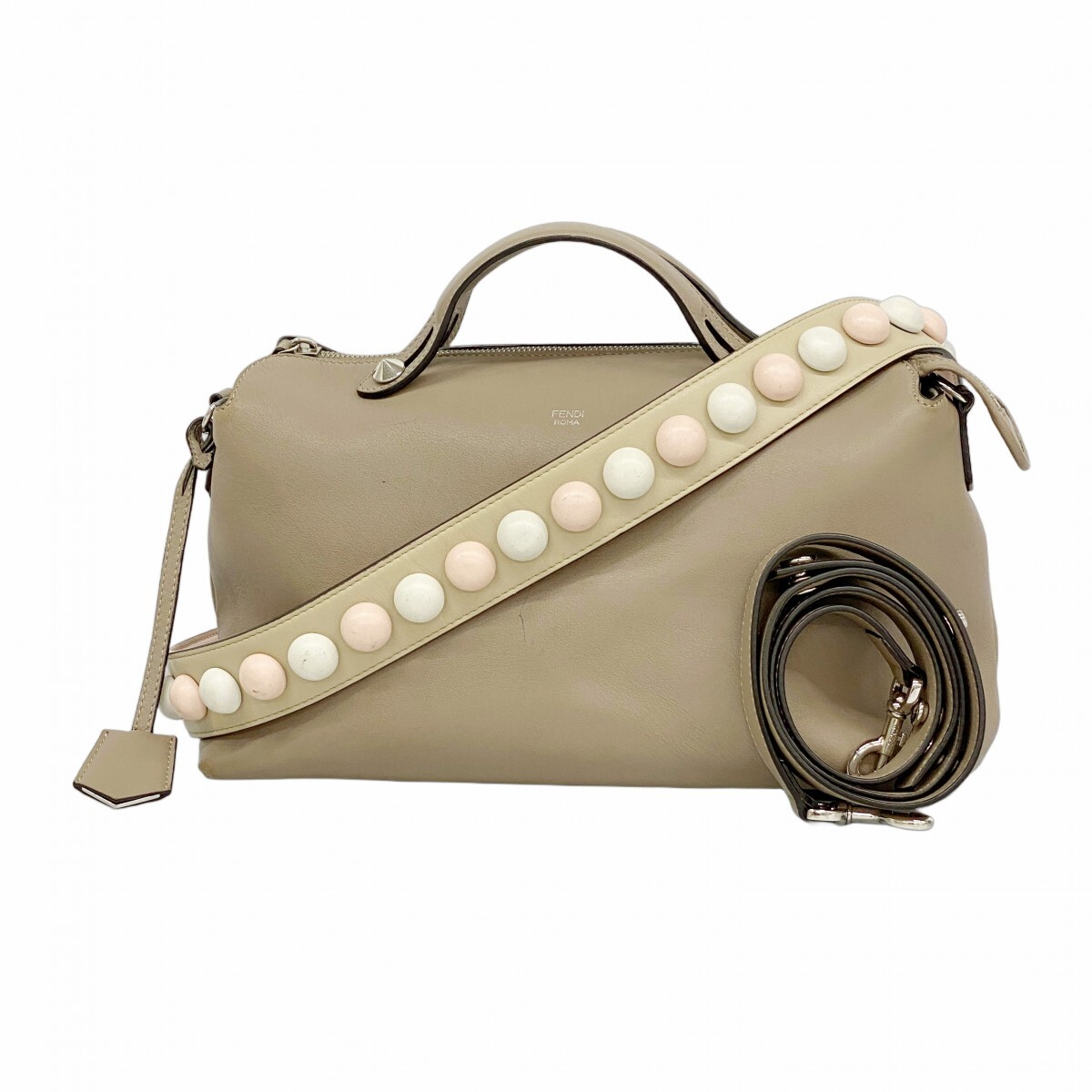 ★SALE【5md5033】フェンディ ハンドバッグ バイザウェイ グレージュ シルバー金具 2wayバッグ【中古】レディース拍卖