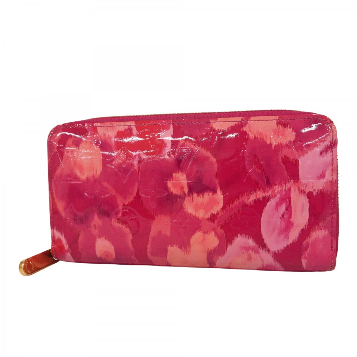 【5ob1149】ルイヴィトン 長財布 ヴェルニ イカットフラワー ジッピーウォレット M90019 ローズアンディアン【中古】レディース拍卖