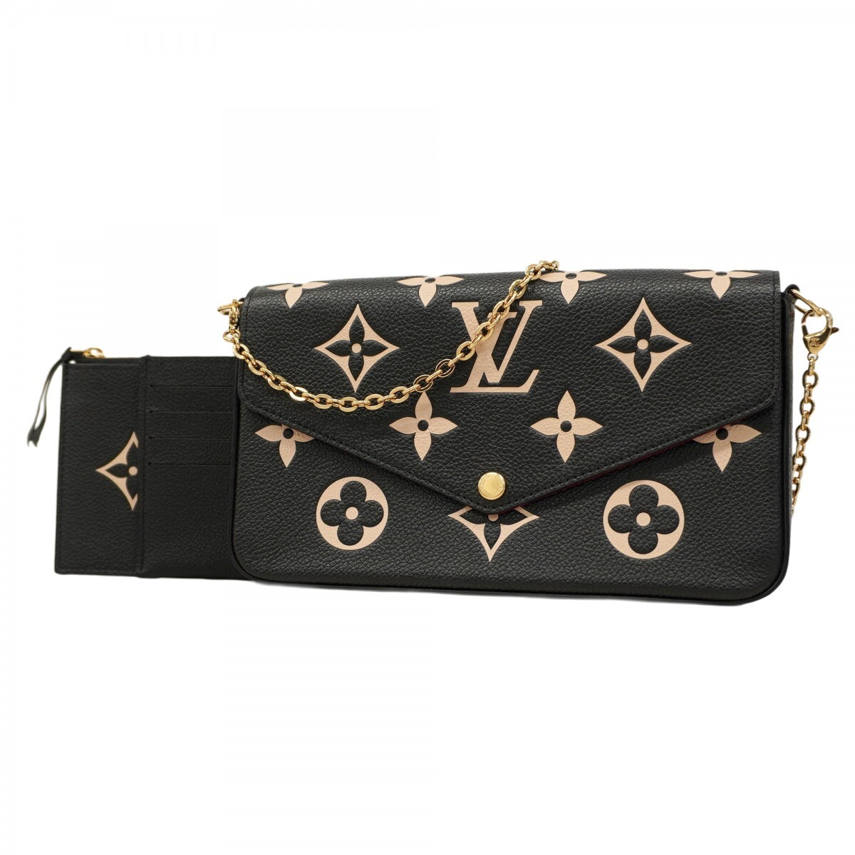 【5ob1035-h】ルイヴィトン ショルダーウォレット モノグラム・アンプラント バイカラー ポシェットフェリシー M82479 ブラック拍卖