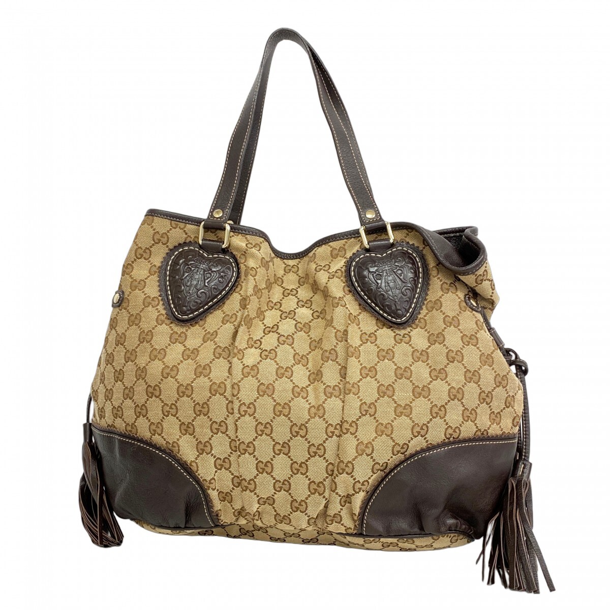 【5ob1249】グッチ トートバッグ GGキャンバス 211954 キャンバス ブラウン シャンパンゴールド金具【中古】レディース拍卖