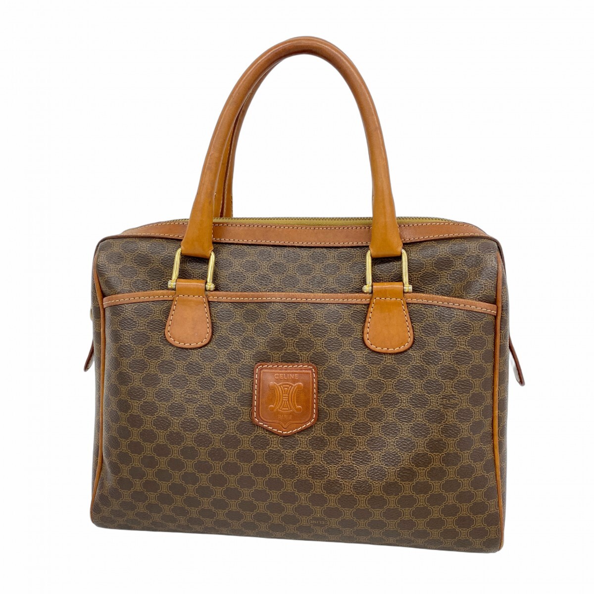 ★最終価格【5mc3863】セリーヌ ハンドバッグ マカダム PVC ブラウン ゴールド金具【中古】レディース拍卖