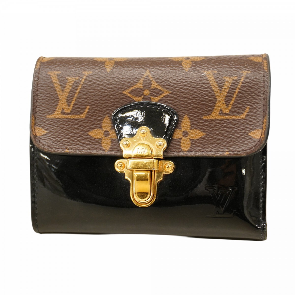 【5oc1401】ルイヴィトン 三つ折り財布 モノグラム ポルトフォイユチェリーウッドコンパクトウォレット M61912 ブラウン ノワール拍卖