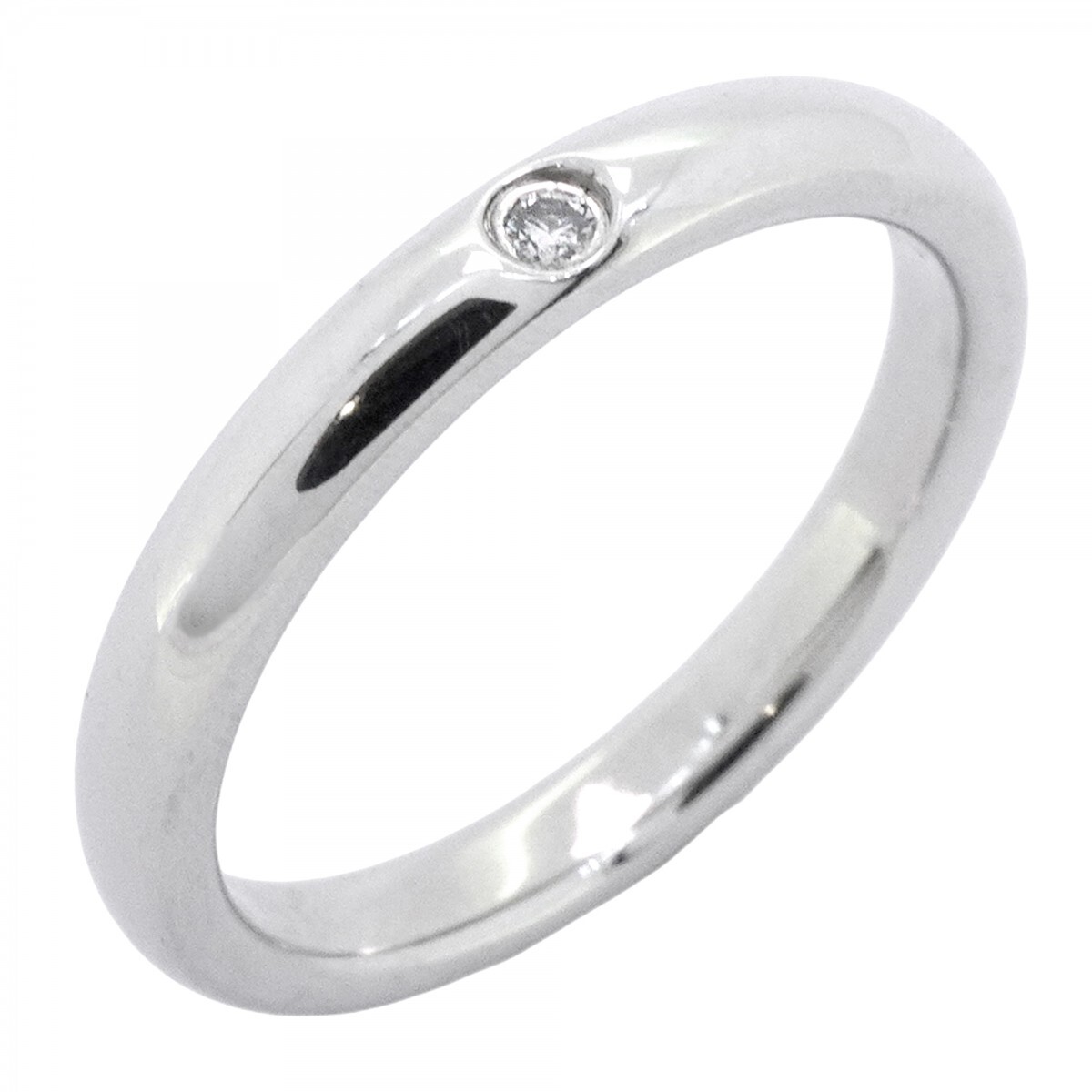 【5jmb0901】ティファニー リング スタッキングバンド 1PD Pt950 プラチナ ダイヤモンド 11.5号【中古】レディース拍卖