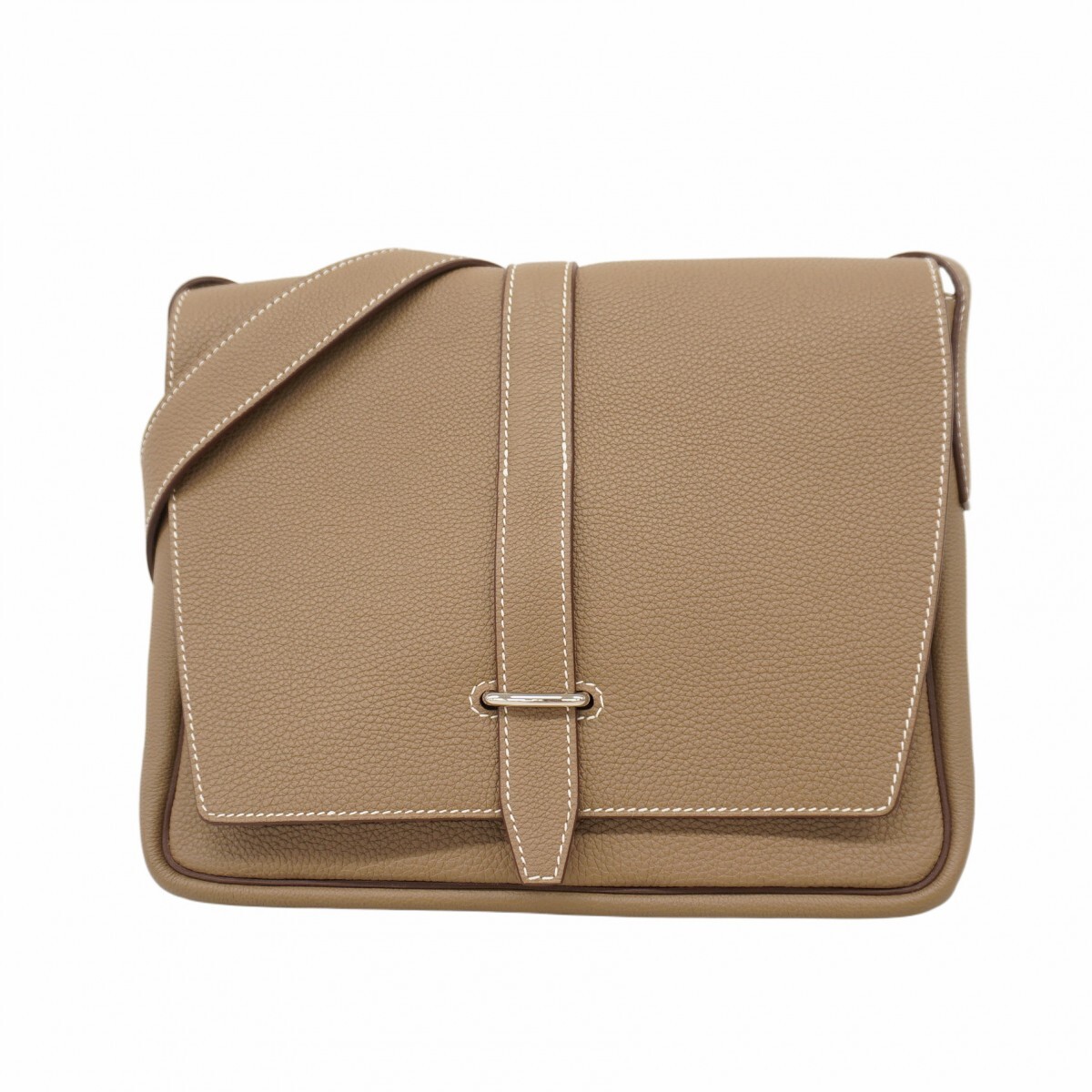 ★SALE【5me6111-h】エルメス ショルダーバッグ スティーブ ライト ジュニア トゴ エトゥープ シルバー金具 W刻印【中古】メンズ拍卖