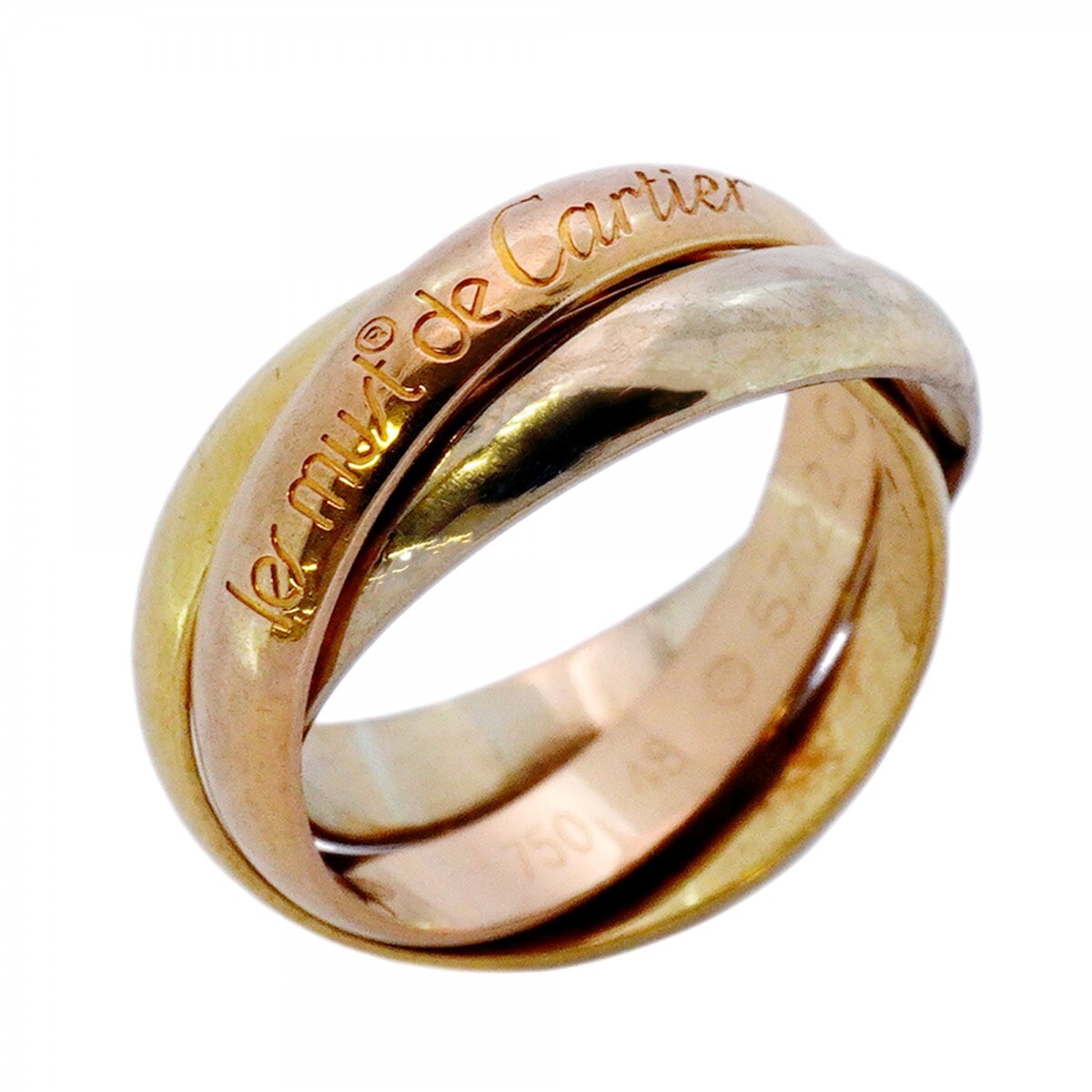 【5jmb0960】カルティエ リング トリニティ K18YG イエローゴールド K18WG ホワイトゴールド K18PG ピンクゴールド #48【中古】レディース拍卖