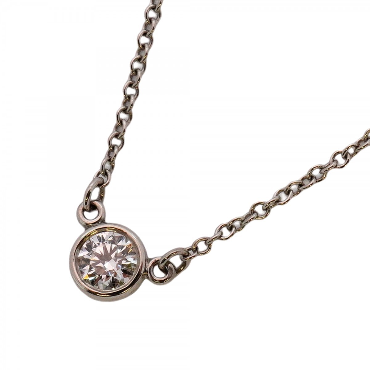 【5jmb0981】ティファニー ネックレス バイザヤード 1PD Pt950 プラチナ ダイヤモンド【中古】レディース拍卖