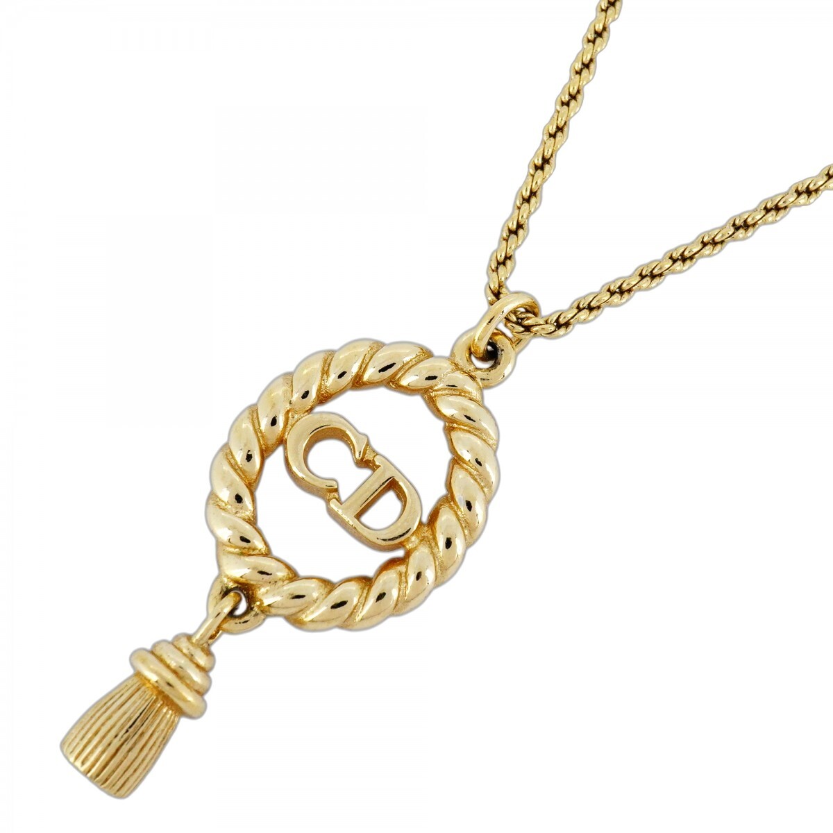 ★SALE【5jmb0559】クリスチャンディオール ネックレス CDロゴ 丸型 サークル GPメッキ ゴールド【中古】レディース拍卖