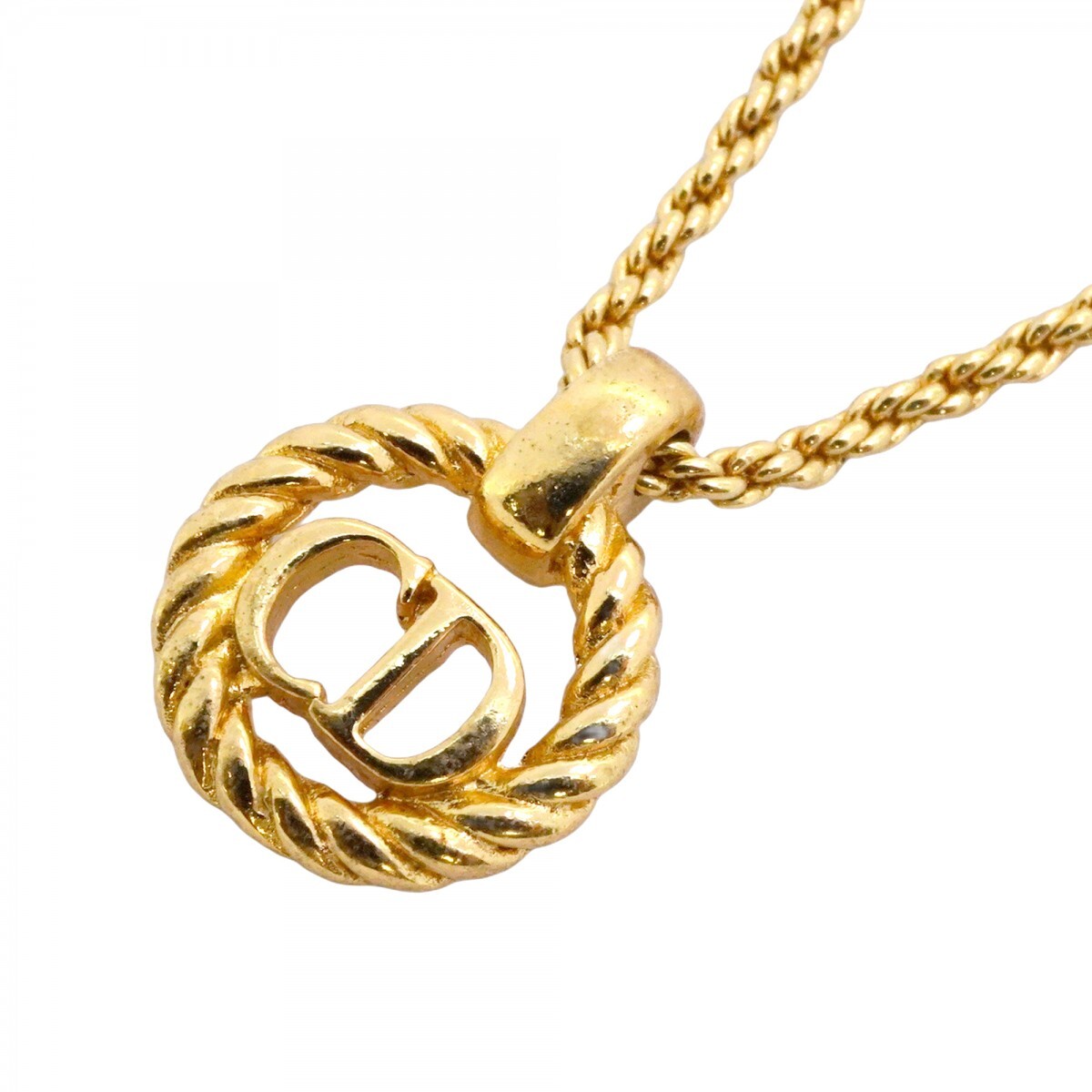 【5job0103】クリスチャンディオール ネックレス CDロゴ GPメッキ ゴールド【中古】レディース拍卖