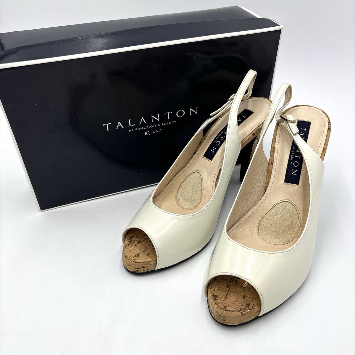 * 良品 箱付き 日本製 '洗練されたシルエット' TALANTON by DIANA タラントン ダイアナ 本革 ヒール サンダル 24.5cm U レディース 拍卖