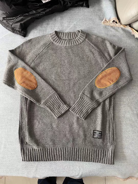 新品 セーター メンズ 秋冬 モックネック ジャンパー 厚い ニット 暖かい 【グレー Mサイズ 身幅48cm 着丈67cm】拍卖