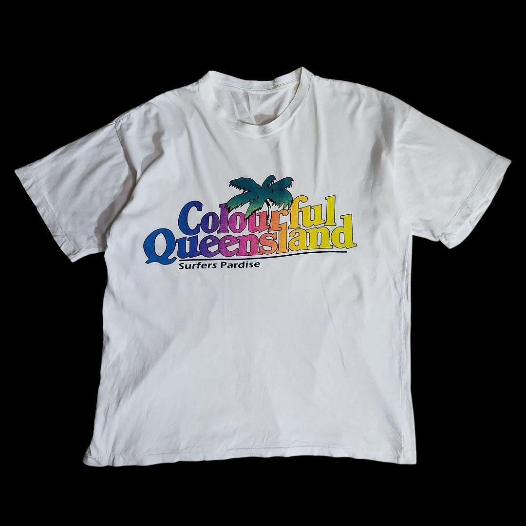 オールドサーフ 90s シングルステッチ 蛍光プリント Tシャツ 白 68841拍卖